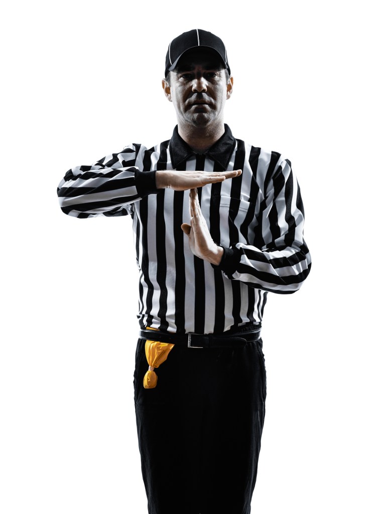 american football referee gestures time out silhouette